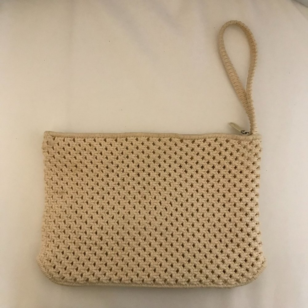 Vintage Cream Macrame Wristlet Purse - Picture 4 of 5